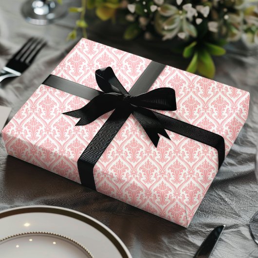 Roze en witte  Damaspatronen Cadeaupapier