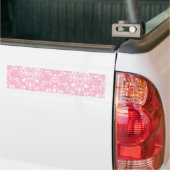 Roze en Witte Damast Bumpersticker (Op Truck)