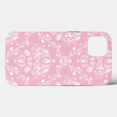 Roze en Witte Damast Case-Mate iPhone Case (Achterkant (horizontaal))