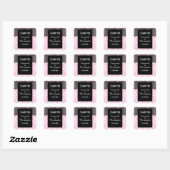 Roze en witte damast dank u vierkante sticker (Vel)