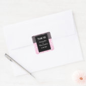 Roze en witte damast dank u vierkante sticker (Envelop)