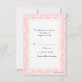 Roze en Witte Damast die RSVP-Kaart aanpassen RSVP Kaartje (Achterkant)