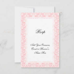 Roze en Witte Damast die RSVP-Kaart aanpassen RSVP Kaartje
