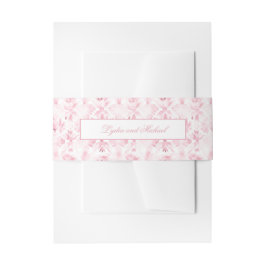 Roze en Witte Damast Invitation Belly Band Uitnodigingen Wikkel