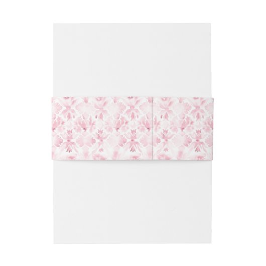 Roze en Witte Damast Invitation Belly Band Uitnodigingen Wikkel (Achterkant Voorbeeld)