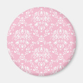 Roze en Witte Damast Magneet (Voorkant)