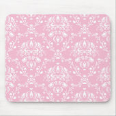 Roze en Witte Damast Muismat (Voorkant)