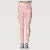 Roze en witte damast patroon leggings (Voorkant)