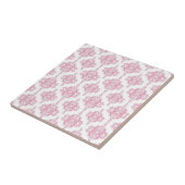 Roze en Witte Damast Patroon Tegeltje (Zijkant)