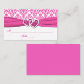Roze en Witte Damast Place Cards Plaatskaartje (Voorkant / Achterkant)