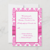 Roze en Witte Damast RSVP-Kaart - NIET VOOR SQ's RSVP Kaartje (Achterkant)