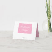 Roze en Witte Damast/Swirl Lijst Nota Kaart (Achterkant)