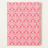 Roze en Witte Damast Trendy Monogram Planner (Achterkant)