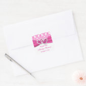 Roze en Witte Damast Vrijgezellenfeest Sticker (Envelop)