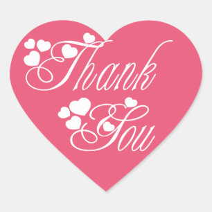 Roze en Witte Dank Je Wel Liefdes Harten - Trouwen Hart Sticker