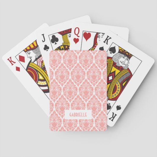 Roze en witte Deco-patroon Pokerkaarten (Achterkant)