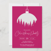 Roze en witte decoratie bal kerstfeest kaart (Voorkant)