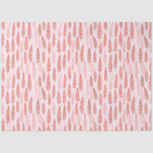 Roze en witte dennenbladeren Kerstmis Tissuepapier (Voorkant)