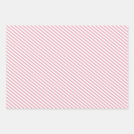 Roze en witte diagonale strepen patroon inpakpapier vel (Voorkant 2)