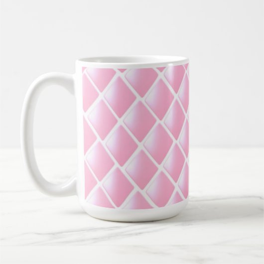 Roze en witte diamantontwerp koffiemok (Links)