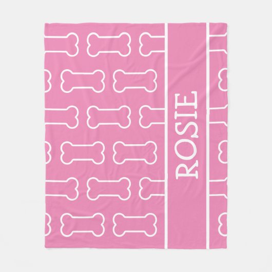 Roze en witte dog bot - Aangepast pakket Fleece Deken (Voorkant)