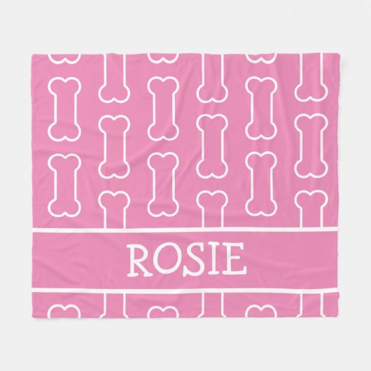 Roze en witte dog bot - Aangepast pakket Fleece Deken (Voorkant (Horizontaal))