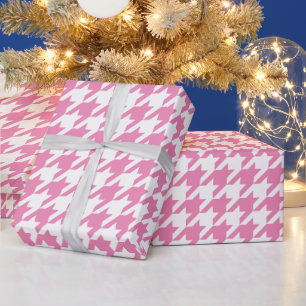 Roze en witte dogtooth patroon Kerstmis Cadeaupapier