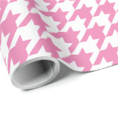 Roze en witte dogtooth patroon Kerstmis Cadeaupapier (Rol Hoek)