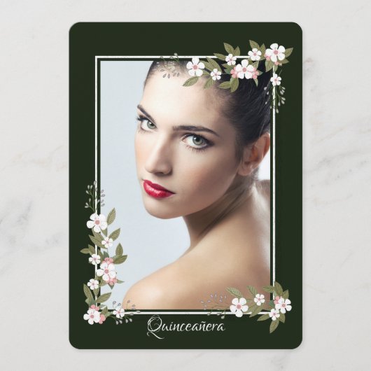 Roze en Witte Dogwood Quinceañera Uitnodiging (Voorkant)