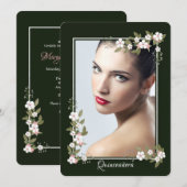 Roze en Witte Dogwood Quinceañera Uitnodiging (Voorkant / Achterkant)