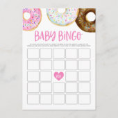 Roze en Witte Donuts Baby shower Bingo Game Kaart (Voorkant)