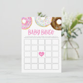 Roze en Witte Donuts Baby shower Bingo Game Kaart (Staand voorkant)