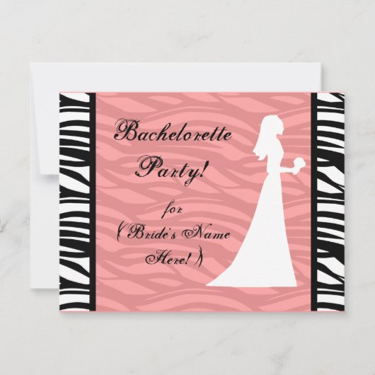 Roze en witte dress Silhouette Bachelorette Party Kaart (Voorkant)