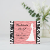 Roze en witte dress Silhouette Bachelorette Party Kaart (Staand voorkant)
