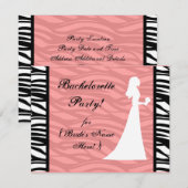 Roze en witte dress Silhouette Bachelorette Party Kaart (Voorkant / Achterkant)