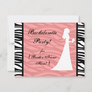 Roze en witte dress Silhouette Bachelorette Party Kaart
