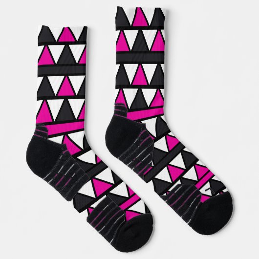 Roze en witte driehoek sokken (Rechts)