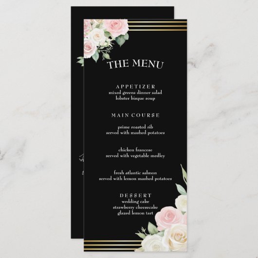 Roze en witte Dusky Blooms Flat Menu (Voorkant / Achterkant)