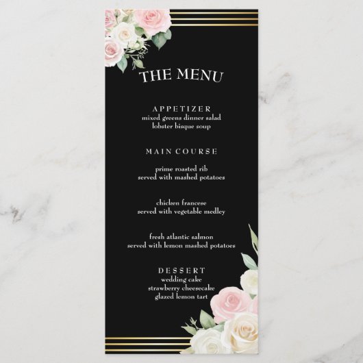 Roze en witte Dusky Blooms Flat Menu (Voorkant)
