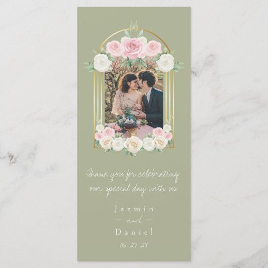 Roze en witte Dusky Blooms Flat Menu (Achterkant)