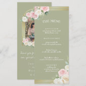 Roze en witte Dusky Blooms Flat Menu (Voorkant / Achterkant)