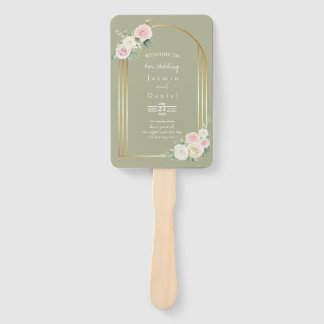 Roze en witte Dusky Blooms Wedding Route Handwaaier