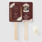 Roze en witte Dusky Blooms Wedding Route Handwaaier (Voorkant en achterkant)