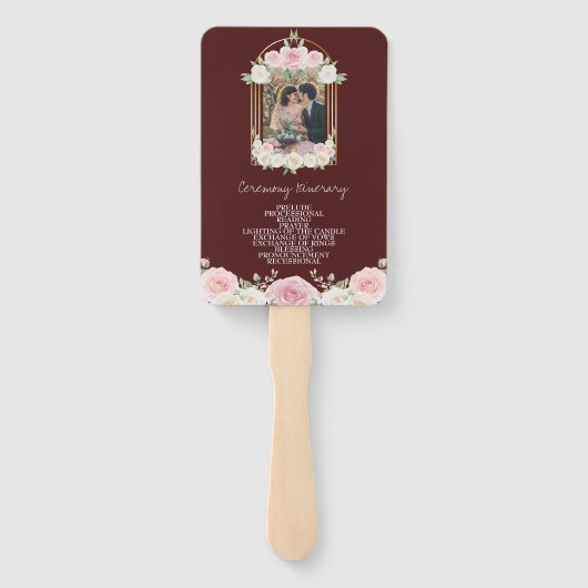 Roze en witte Dusky Blooms Wedding Route Handwaaier (Achterkant)