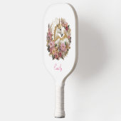 Roze en Witte Eenhoorn | Floral Modern Monogram Pickleball Paddle (Links)