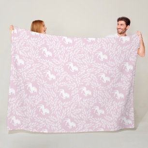 Roze en Witte Eenhoorn Patroon Baby Meisje Fleece Deken