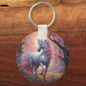 Roze en Witte Eenhoorn Sleutelhanger met Aangepast (Achterkant)