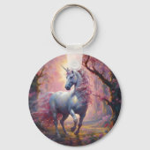 Roze en Witte Eenhoorn Sleutelhanger met Aangepast (Achterkant)