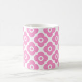Roze en witte eenvoudige bloempatroon koffiemok (Center)