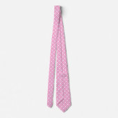 Roze en witte eenvoudige bloempatroon stropdas (Achterkant)